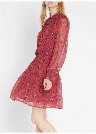 ROBE COURTE IMPRIMÉE EN CRÊPE ROSE