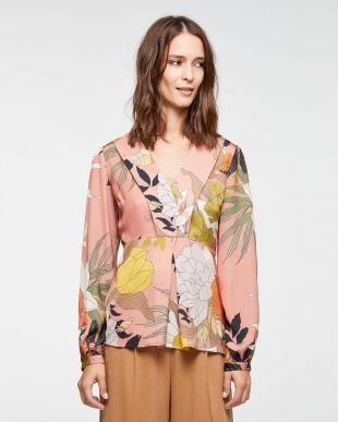 Blouse à fleurs, Rose Pêche