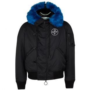 OFF-WHITE Bomber Faux Fur-Trimmed Nylon Jacket in Nero