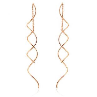 Elegant Curve Twist Shape Spiral Threader Dangle Hook Earrings Nightclub Earrings Women Jewelry (gold)