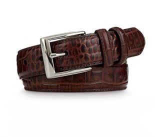Polo Ralph Lauren Mens Crocodile Embossed Italian Leather Belt