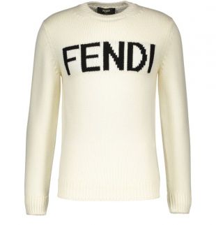 Fendi - Pull en laine logo en blanc