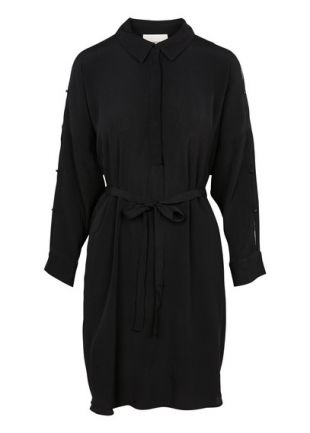 ROBE COURTE CHEMISE EN CRÊPE BLACK