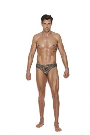 Hotspot Men's Leopard Print Lycra Thong Back Brief (Large/X-Large)
