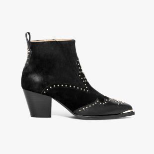 Bottes Hautes Stuart Weitzman « Stadium » En Daim Noir - Ornées De Clous Et Chaînes - Taille 6.5