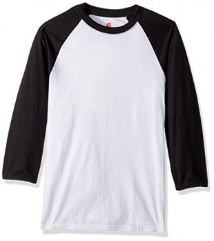 Hanes Men's X-Temp Raglan Baseball Tee, White/Black, Small