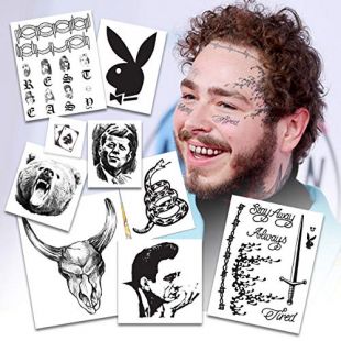 BONUS PACK: Post Malone Temporary Tattoos | Includes FACE, HANDS & ARM Tattoos | REALISTIC | Life-Sized