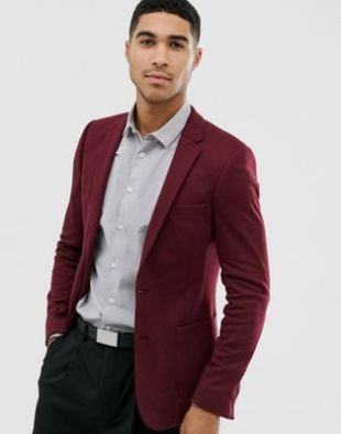 ASOS DESIGN - Blazer en jersey ultra ajusté - Bordeaux | ASOS