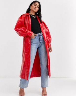 ASOS DESIGN - Trench-coat en vinyle - Rouge | ASOS