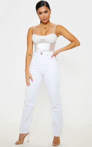 Petite -  Jean droit en denim blanc