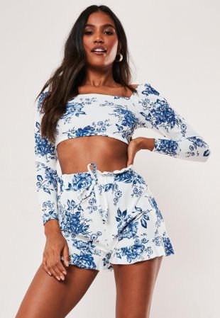 crop top blanc imprimé porcelaine petite
