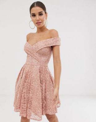Club L lace bardot skater midi dress | ASOS
