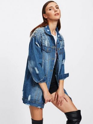 veste en jean perlée