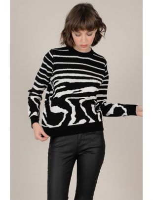 Pull oversized à imprimé palmiers, encolure bateau et manches courtes