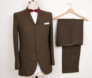 1960s Three-Piece Tweed Suit / vintage Van Boven dark green wool suit jacket, vest & pants / men's medium