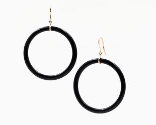 Black Onyx Donut Hoops Earrings