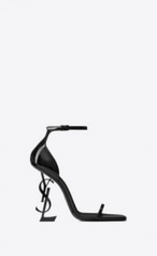 opyum sandales à talon noir en cuir verni