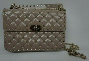 Valentino M Rockstud MatelassÃ© MatelassÃ© Poudre Cuir Verni Sac BandouliÃ¨re  | eBay