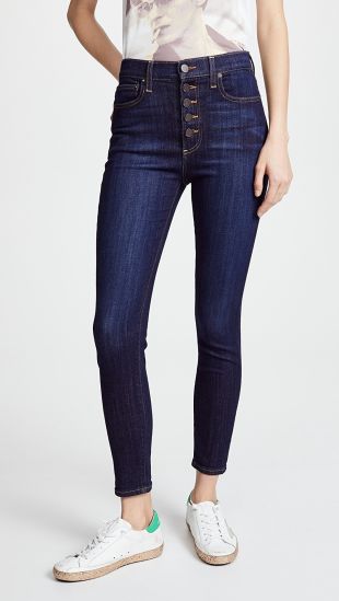 High Rise Exposed Button Jeans