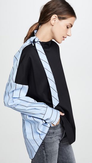 Tie Neck Shirting Top