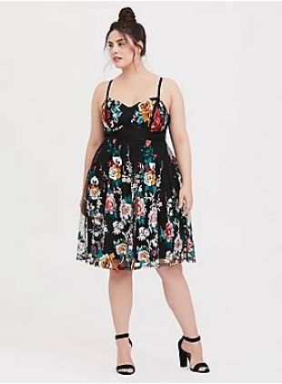 Special Occasion Black Floral Embroidered Mesh Dress