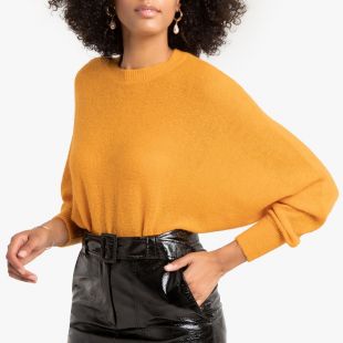 Pull col rond manches chauve-souris en fine maille