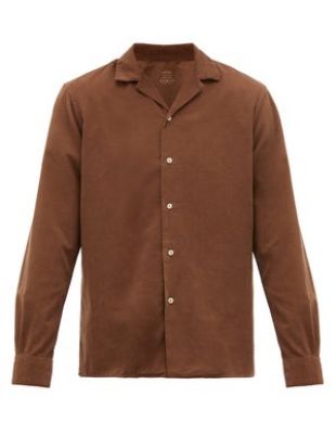 Cuban-collar corduroy shirt