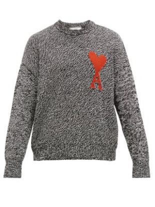 Logo-intarsia cotton-blend sweater