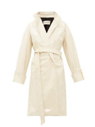 Oversized Double Breasted Patent Leather Coat