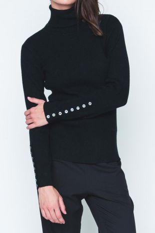 Button Sleeve Turtleneck Pullower