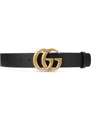 Leather belt with Dou­ble G buck­le