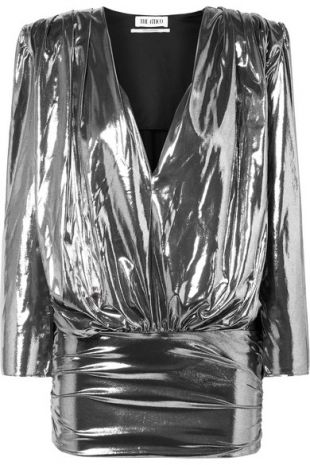 Attico - Mini-robe drapée en lamé stretch