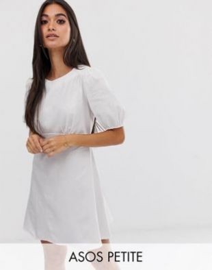 ASOS Petite linen mini dress with puff sleeves