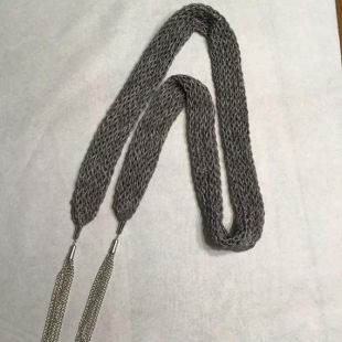Skinny scarf tie gray bohemian chain fringe tassel