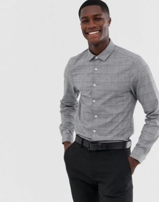 Chemise habillée ajustée stretch à carreaux Prince de Galles | ASOS