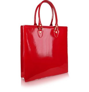 Fourre-tout en cuir verni rouge rubis