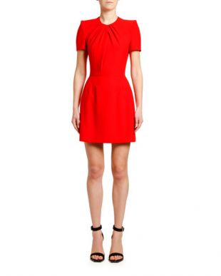Leaf Crepe Draped Neck Mini Dress