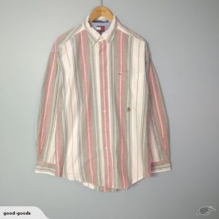 Vintage 90s Tommy Hilfiger Striped Oxford Button