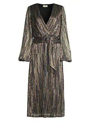 Metallic Midi Wrap Dress