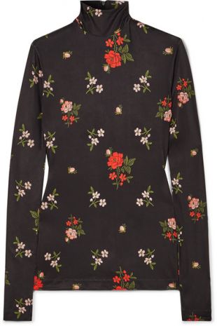 Simone Rocha - Haut col montant en jersey stretch à imprimé fleuri