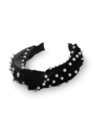 Velour Faux Perle Knot Hairband   WARM WHITE BROWN CADETBLUE BATTLESHIP GRAY BLACK PIG PINK RED FERN GREEN