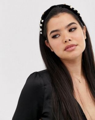ASOS DESIGN - Bandeau en velours orné de perles - Noir | ASOS