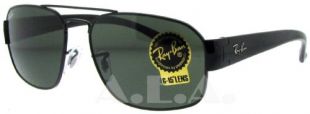 Ray Ban Rb3427 Black Frame/Green Lens Metal Sunglasses, 58mm