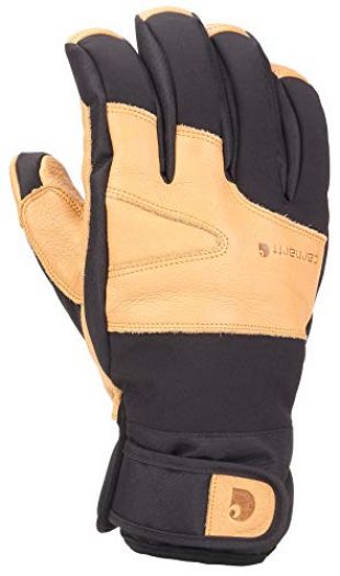 Carhartt Men's Winter Dex Cow Grain Leather Trim Glove, Black/Brown, Small
