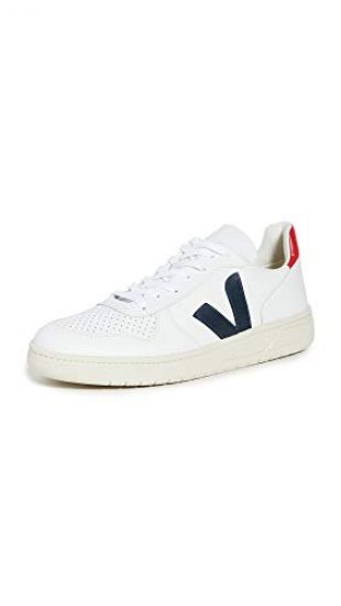 Sneakers V10 Cuir Blanc Contrase Bleu Marine pour homme -