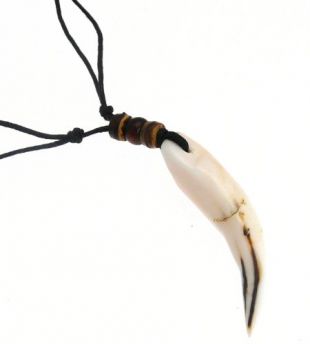 Collier de cordon Surf Surfer Coco Perles De Bois Avec Grand Pendentif courbé os sculpté - réglable