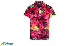 Redstar Fancy Dress - Chemise hawaïenne à Manches Courtes - Homme - Vacances/déguisement - imprimé été hawaïen - Rose - M