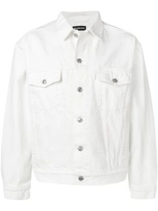 Veste En Denim à Logo Balenciaga
