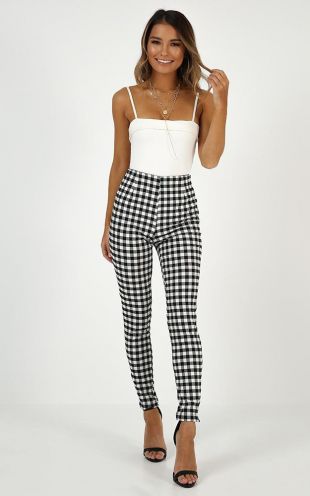 showpo - Business District Ankle Grazer Pants In Black Gingham Produced ...