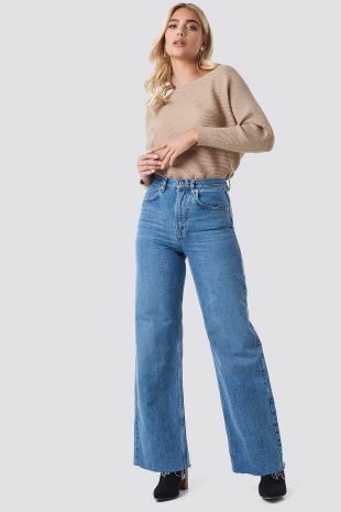 High Rise Wide Leg Jeans Bleu